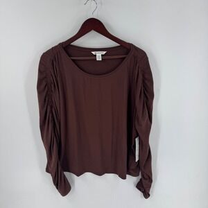 Athleta Brown All Around Ruched Sleeve Top NWT Size 2X Casual Athleisure